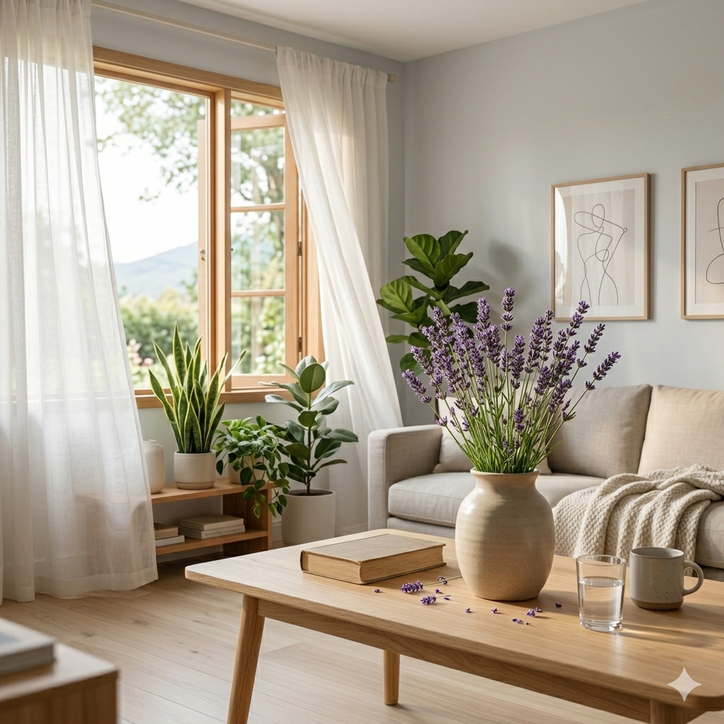 Lavanda utilizada como símbolo de purificação na limpeza energética do lar