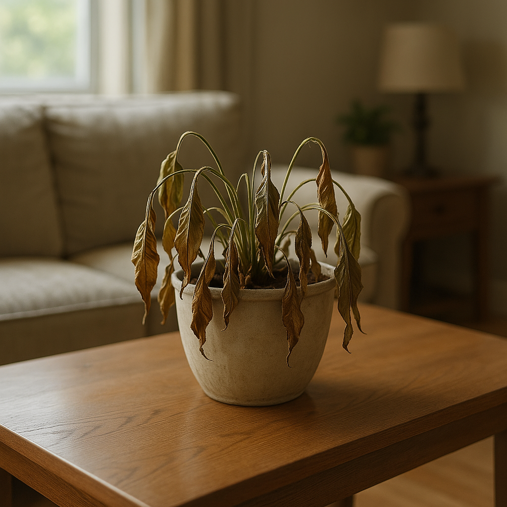 vaso com planta seca e murcha