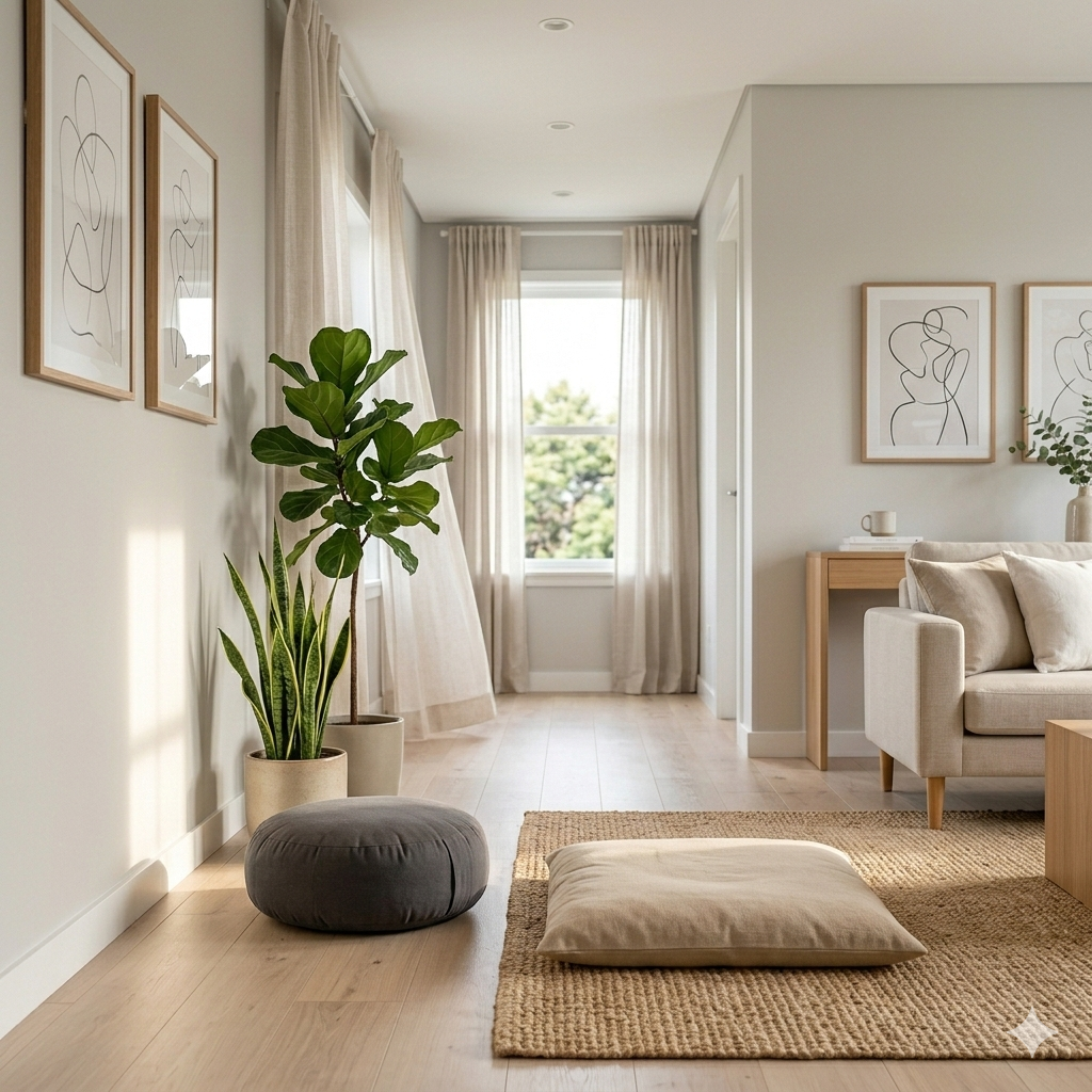 transformar seu lar em um templo de luz e equilíbrio com espaço de meditação iluminado