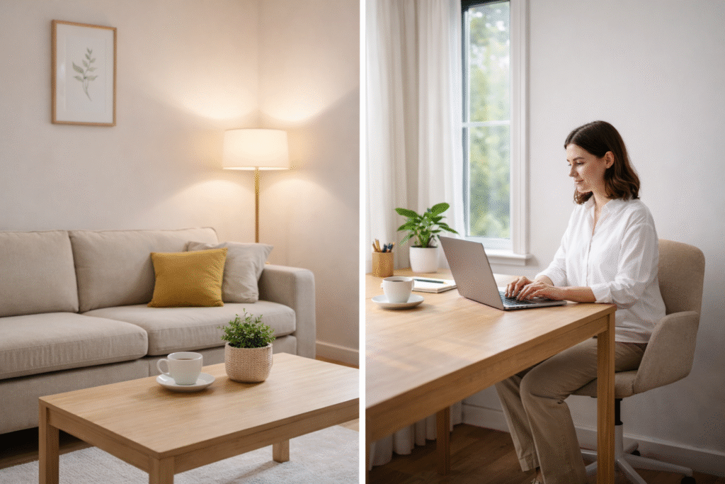 separação entre vida pessoal e trabalho para manter energia positiva no home office