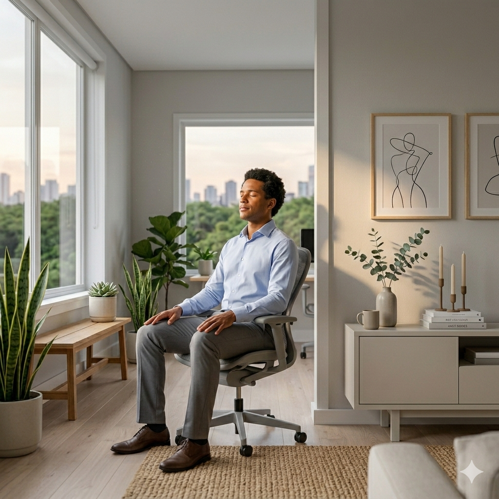 prática de respiração para proteger energia no ambiente de trabalho