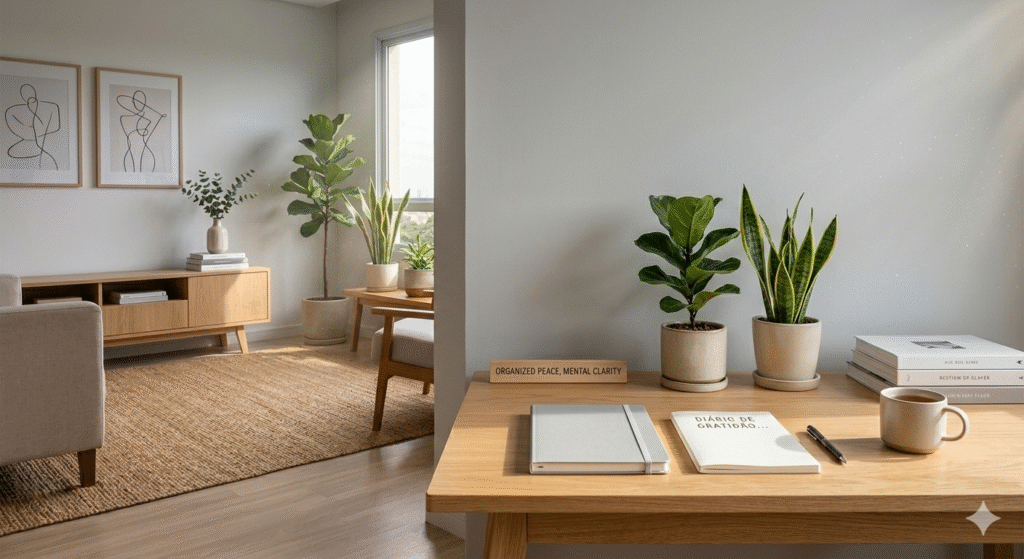 mesa organizada para proteger energia no trabalho