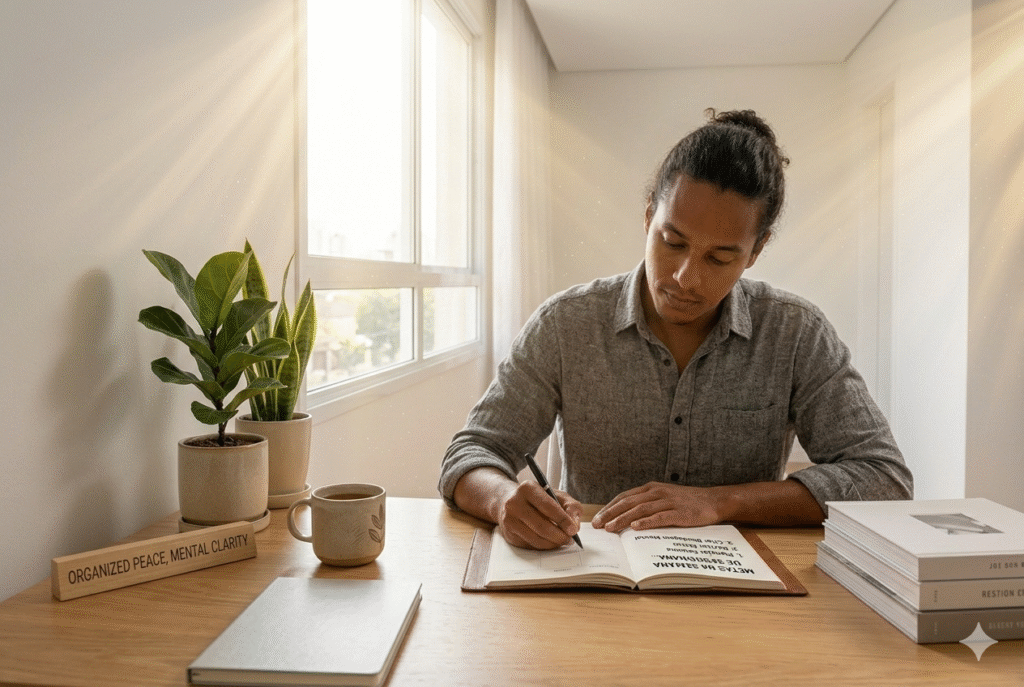 revisão de metas como parte do ritual para começar o dia profissional