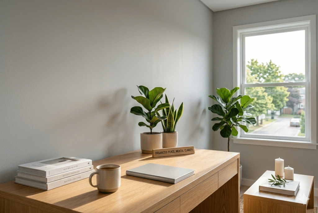 planta na mesa ajudando a manter energia positiva no trabalho