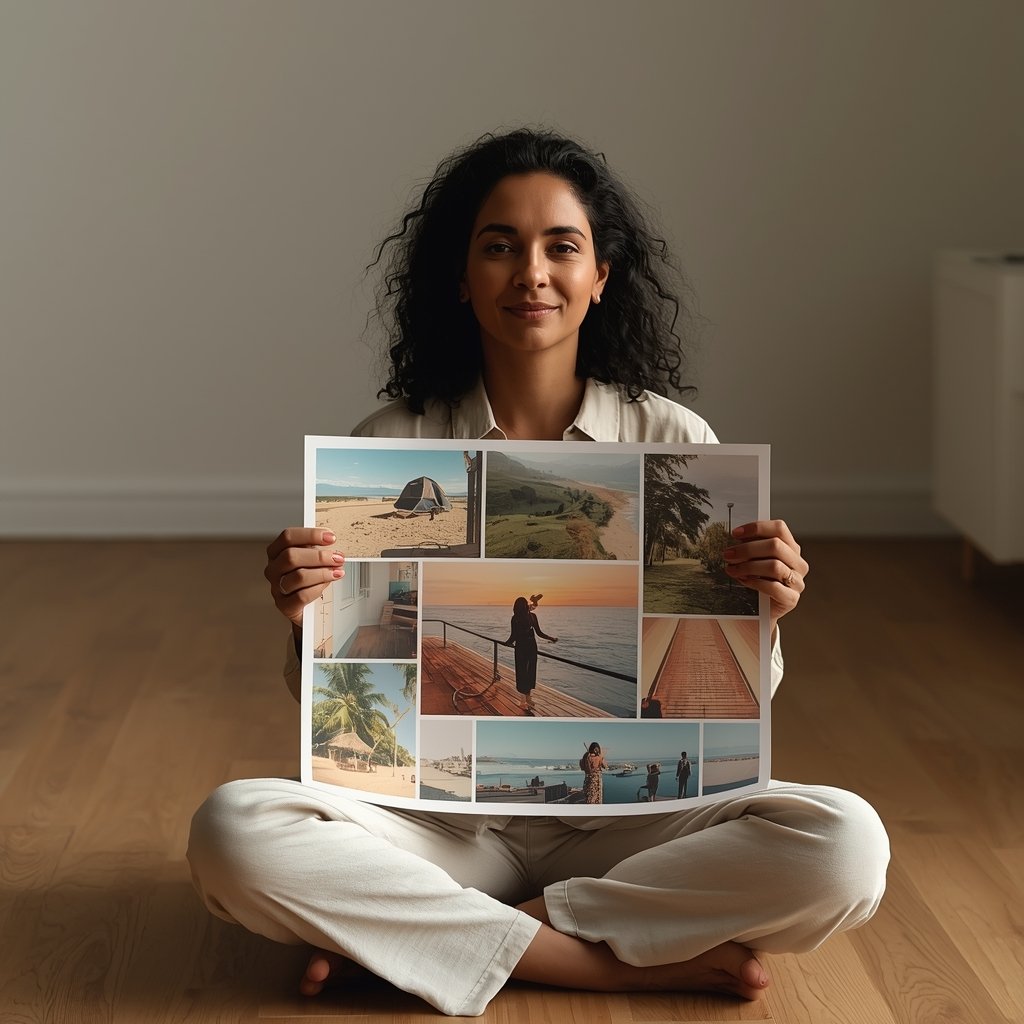 composição dividida mostrando quadro dos sonhos com imagens coloridas de objetivos à esquerda e mural de intenções com elementos naturais e palavras escritas à mão à direita representando as principais diferenças entre as duas ferramentas de manifestação