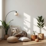 Plantas em sala de estar, contribuindo para energia positiva e bem-estar no lar