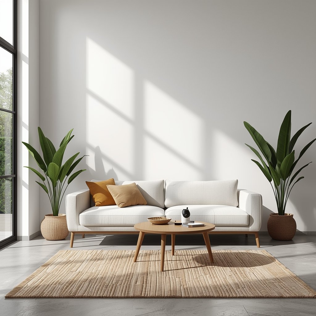 Plantas em sala de estar, contribuindo para energia positiva e bem-estar no lar