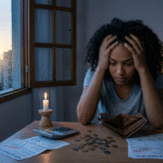 Pessoa com dificuldades financeiras e hábitos que bloqueiam prosperidade - falta de dinheiro