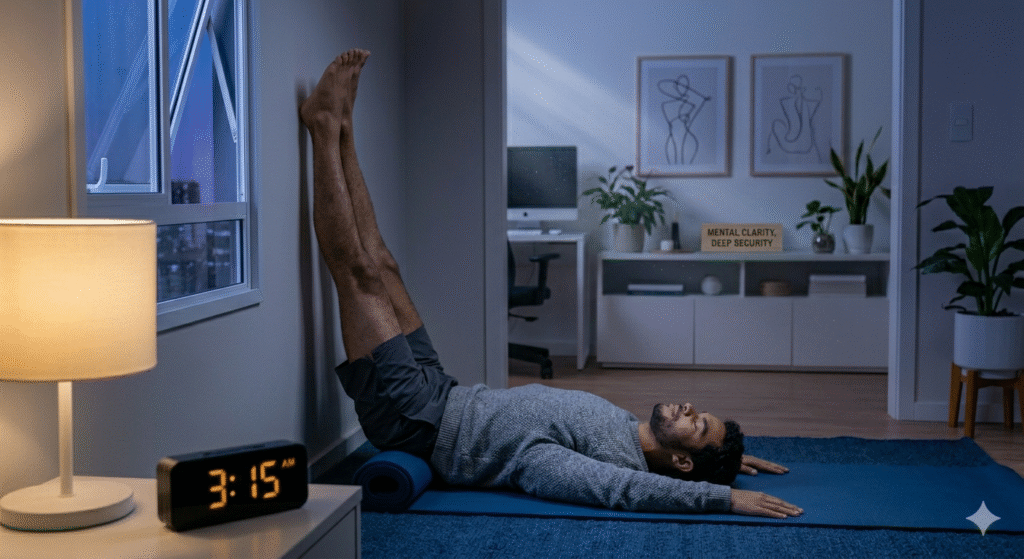 Alongamento suave noturno - yoga no ritual de descompressão para relaxar músculos