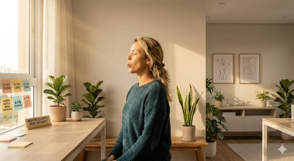 Técnica de respiração 4-7-8 para ansiedade noturna - exercício de relaxamento para dormir