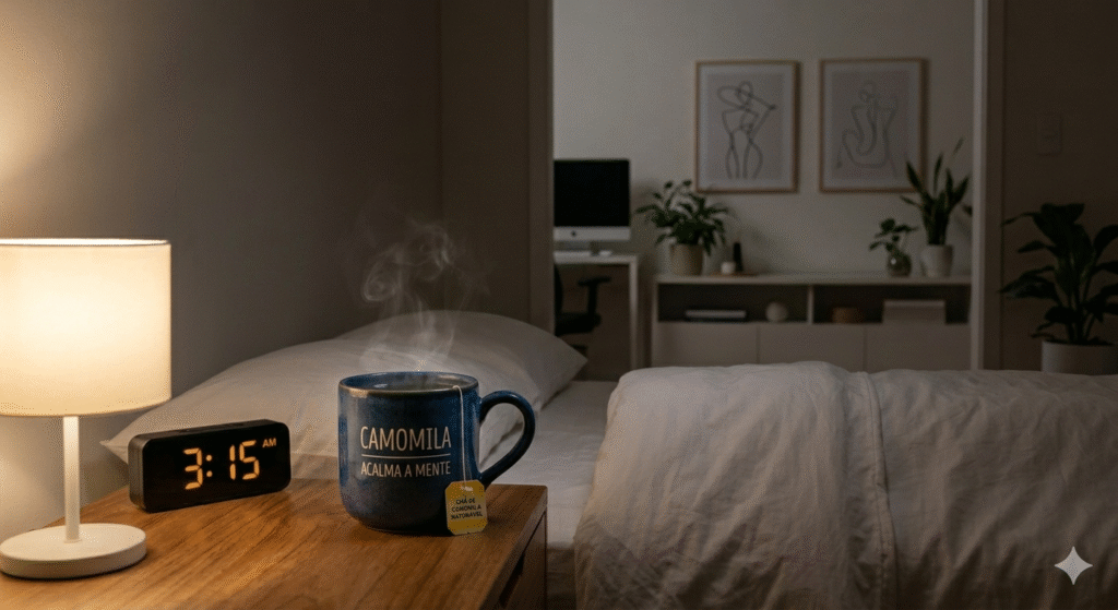 Chá de camomila para ansiedade noturna - remédio natural para dormir melhor