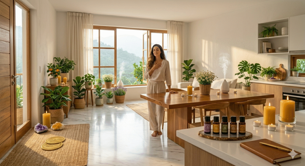 Casa totalmente organizada segundo feng shui com entrada limpa, ambientes arejados e energia circulando livremente em todos cômodos
