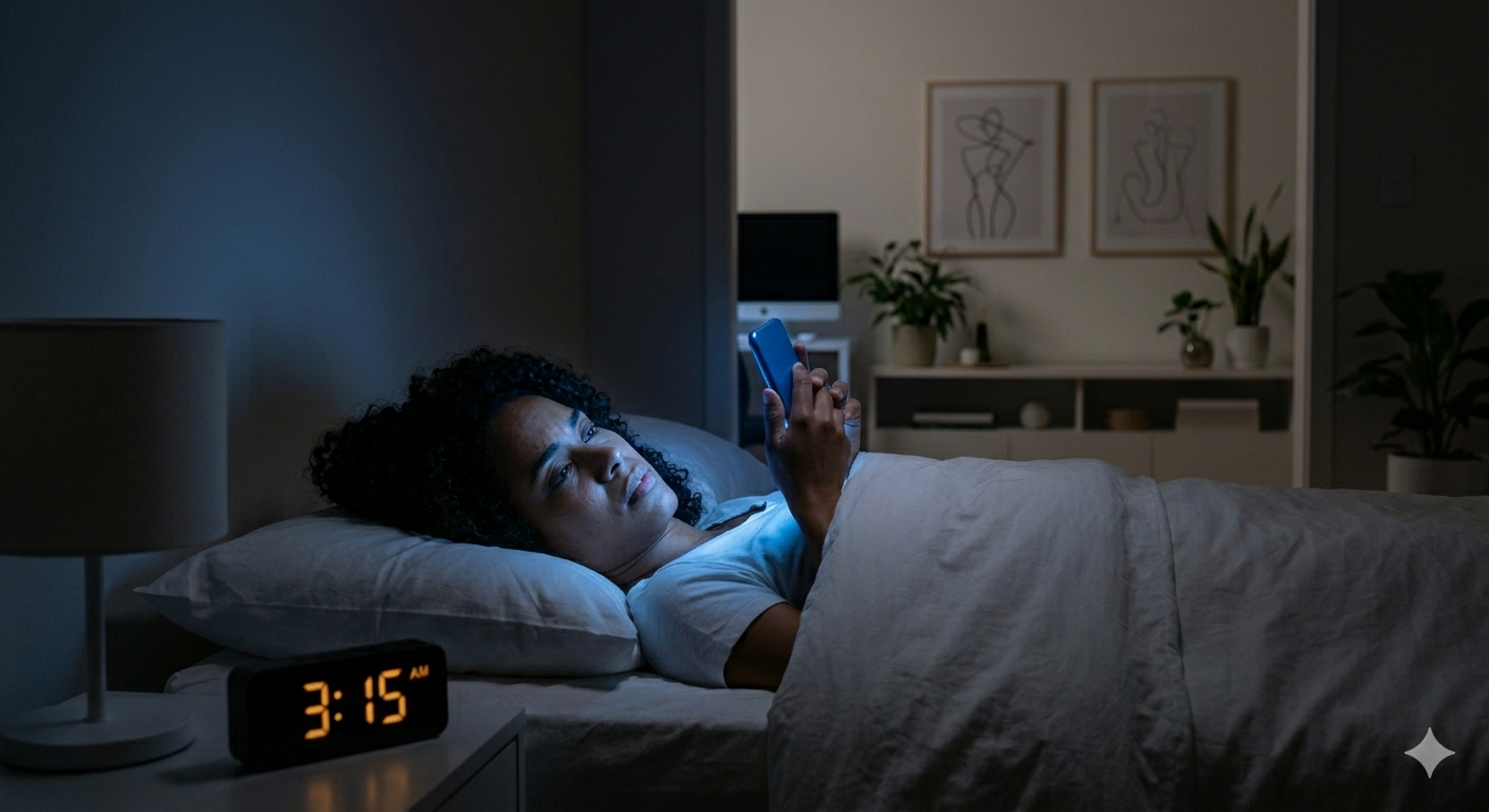 Luz azul do celular causando ansiedade noturna - como o smartphone atrapalha o sono